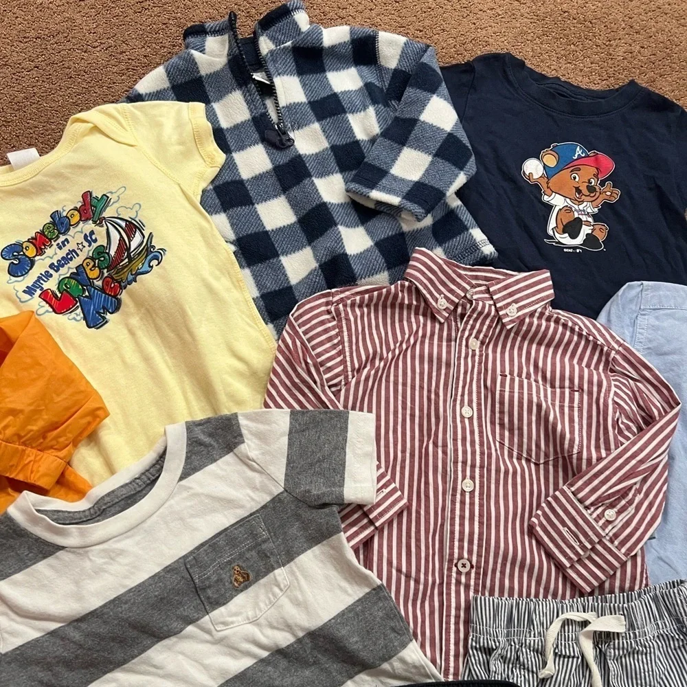 Bundle of 13 Boys Clothing Size 12-18 Months Sweatpants, Collared Shirts, Shorts